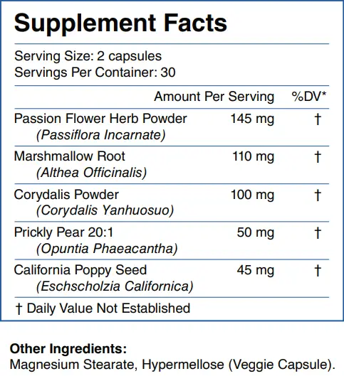 Nervozen Supplement Fact