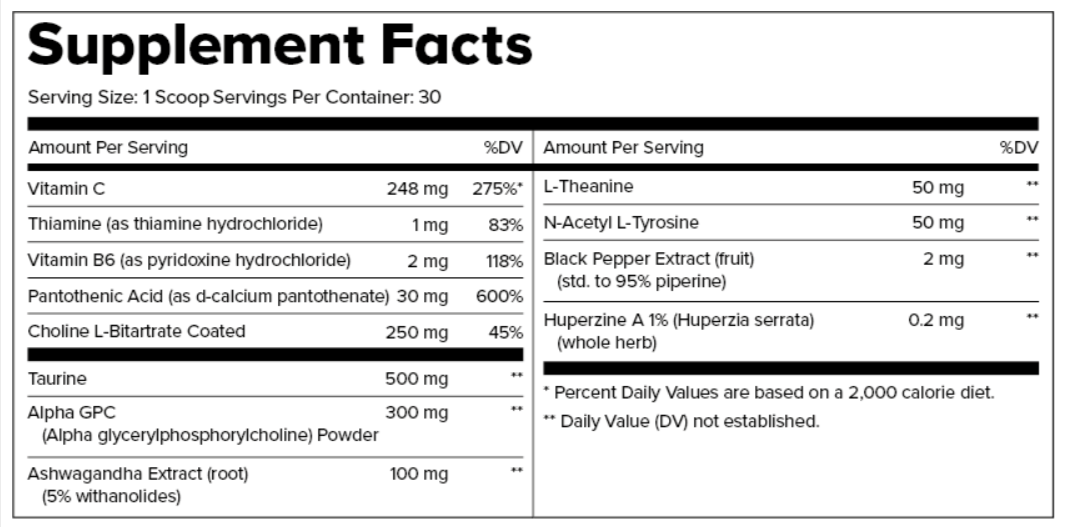 SissKind MD Brainience Supplement Facts
